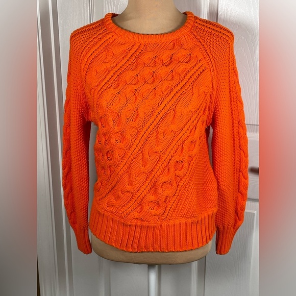J. Crew Cable Knit Orange Sweater Small NWT - Picture 8 of 10